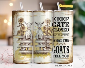 Schattige geiten beker wrap PNG, grappige geiten 20 Oz mager sublimatie beker PNG, trendy geitenliefhebber beker ontwerp digitale download