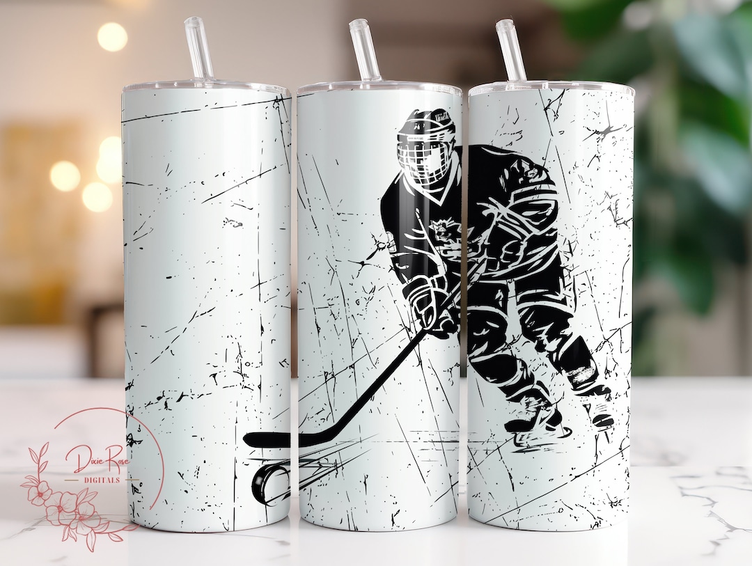 Ice Hockey Tumbler Wrap Personalize, 20 Oz Skinny Sublimation Tumbler