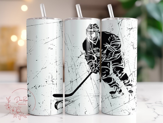 Personalized Ice Hockey Tumbler Wrap: 20 Oz Skinny Sublimation Design (Digital PNG)