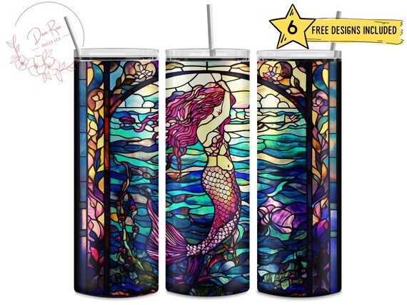 20 Oz Mermaid Tumbler Template, Sublimation Designs, Ocean Life