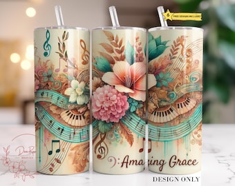 Christian Tumbler Wrap PNG, God 20 Oz Skinny Sublimatie Tumbler png, Jesus Tumbler PNG Design, Amazing Grace Tumbler Wrap digitale download