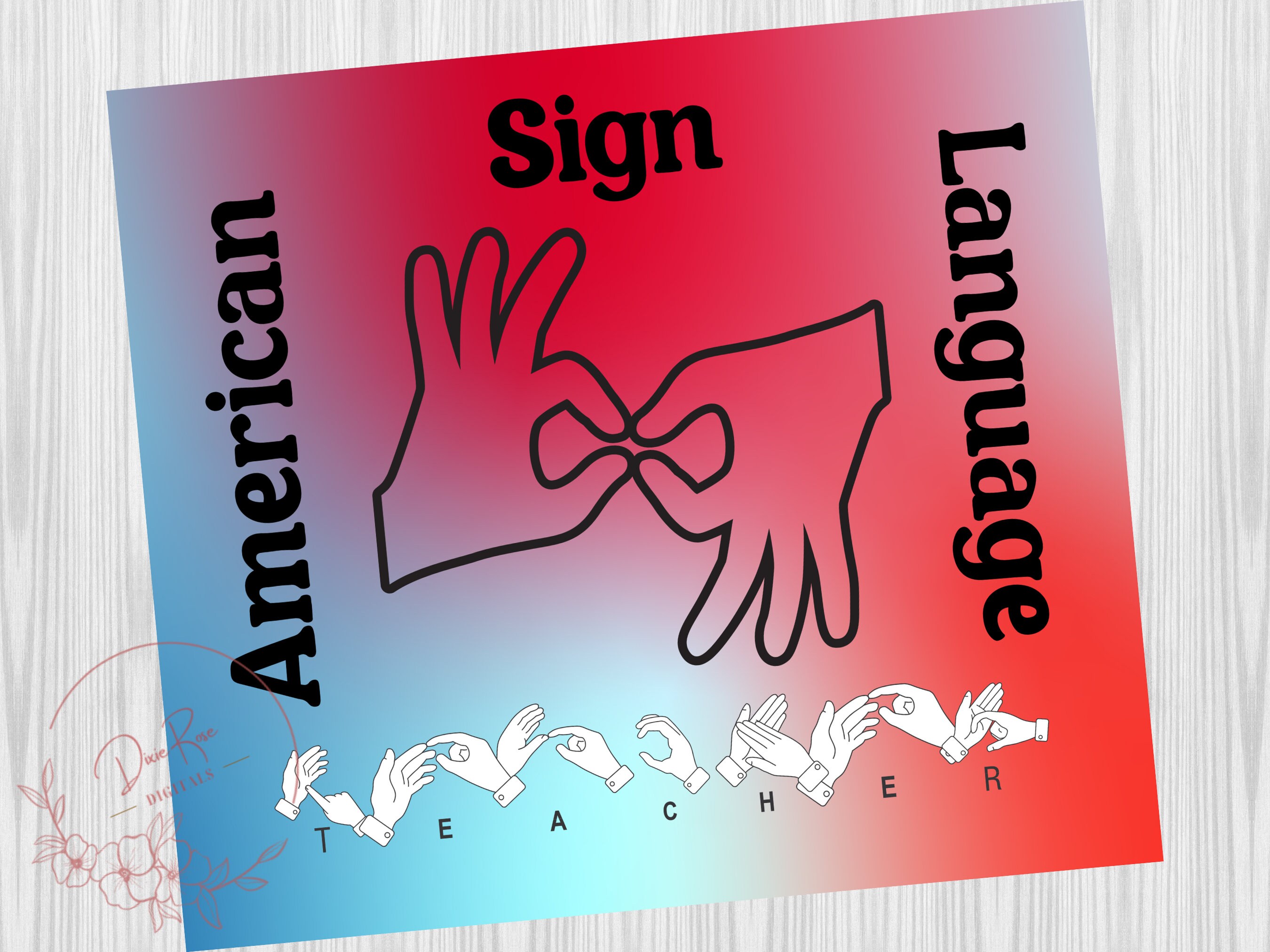 American Sign Language Teacher ASL 20 Oz Skinny Sublimation Etsy