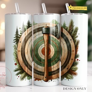 Axe Throwing Tumbler Wrap: Personalized Pine Tree Sublimation Design (PNG Digital Download)