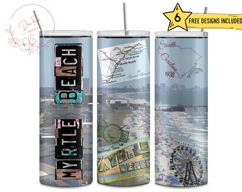 Myrtle Beach Tumbler Wrap: South Carolina Travel Design (Digital PNG File)