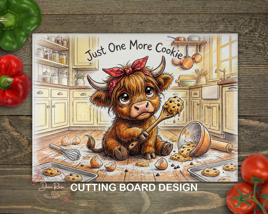 Highland Cow Kitchen Cutting Board PNG, Baking Country Sublimation ...