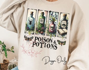 Vintage Potion Bottle PNG: Gothic Halloween Sublimation Design (Digital Download)