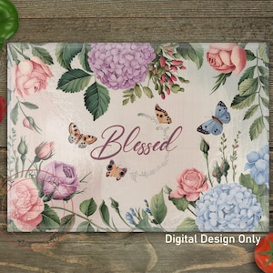 Christian Sublimation Cutting Board Design Download PNG, Blessed Sublimate Cutting Board PNG, Butterfly Cutting Board File Digital Design