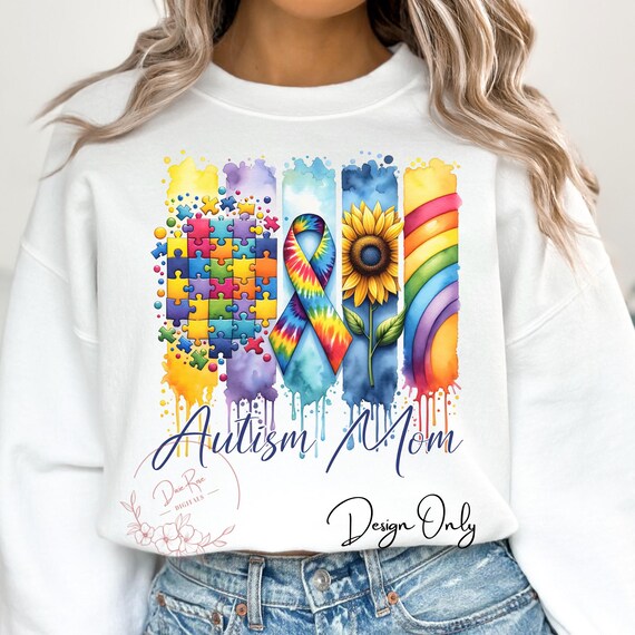 Autism Mom PNG: Sunflower Puzzle Rainbow Sublimation Design (Digital Download)