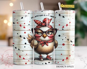 Funny Chicken PNG Tumbler Wrap, Crazy Chicken Lady-sublimatieontwerp, digitale download