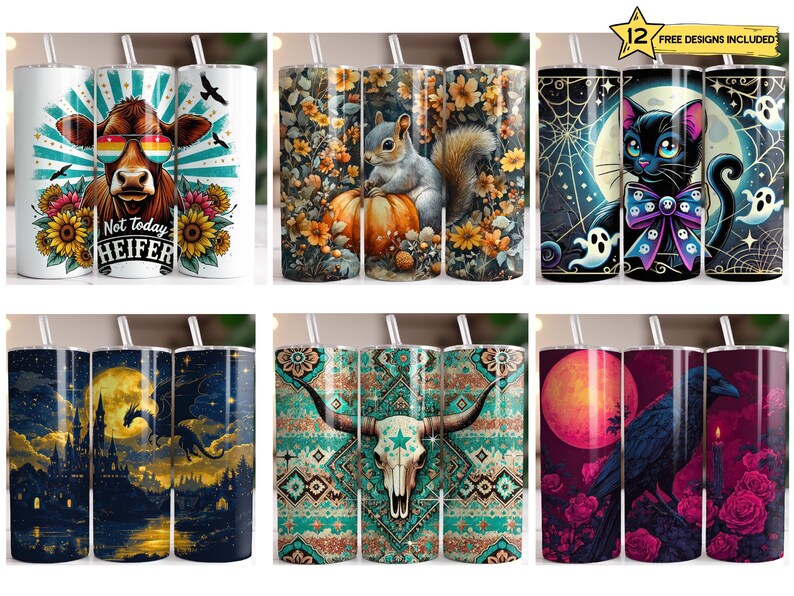 a collage of coffee mugs with animals on them