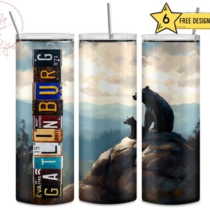 Gatlinburg, TN, Smoky Mountains, Travel, Nature, 20 Oz Skinny Sublimation Tumbler Wrap Digital Design PNG File Download