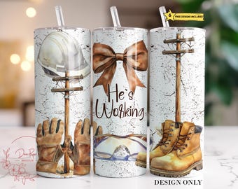 Lineman Wife Tumbler Wrap: Coquette Bow PNG Sublimation Design (Digital Download)
