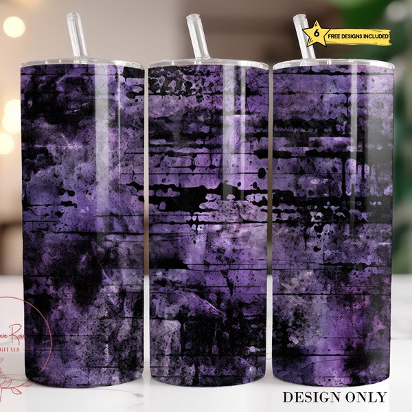 Purple Black Background Tumbler Wrap, Sports Colors 20 Oz Skinny Sublimation Tumbler PNG Design Digital File Download