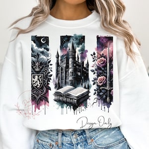 Fantasy Book Lover Bookish PNG Design, Romantasy Watercolor Castle Sublimation PNG Files, Trendy Dark Romance PNG, Fantasy T-shirt Png