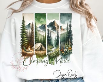 Camping Mode PNG Design: Summer Adventure Sublimation Design (Digital Download)