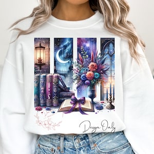 Miłośnik książek PNG Design, pliki PNG Fantasy Floral Book, pikantna romantyczna książka sublimacja PNG, koszula PNG, koszulka Bookish Reader Digital png