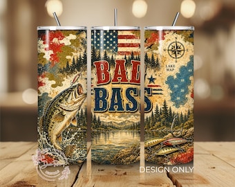Patriottische bas vissen PNG Tumbler Wrap, grappige Camo Bad Bass PNG-sublimatieontwerp, digitale download