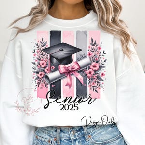 Pink Coquette Bow Graduation PNG: Senior 2025 Sublimation Design (Digital Download)