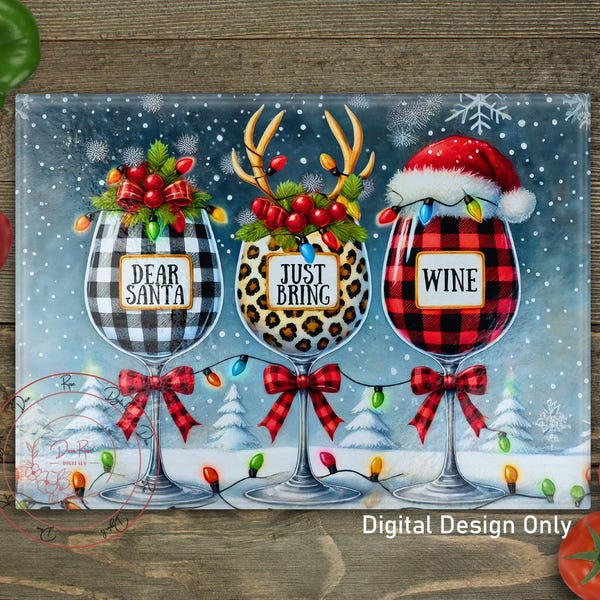 PNG-snijplank kerstmanwijn: sublimatieontwerp landelijk rendier (digitale download)