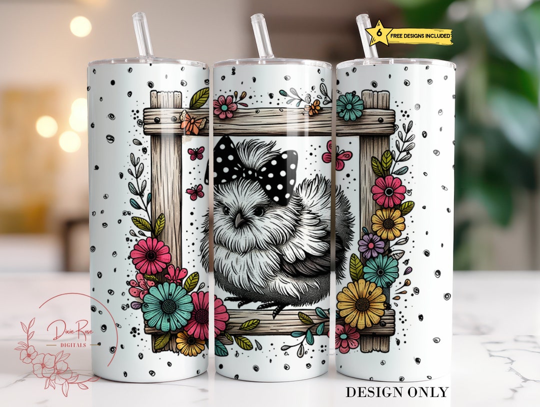 Silkie Chicken Tumbler Wrap PNG: 20 Oz Skinny Sublimation Design ...