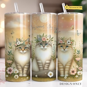 Cat Boho Inspirational Tumbler Wrap PNG, Cat Affirmation 20 Oz Skinny Tumbler Sublimation Design, Cat Lover Tumbler PNG Design