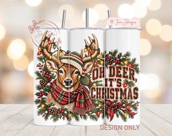 Christmas Deer PNG Tumbler Wrap, Merry Christmas Lights Winter Sublimation PNG Design, Digital Download