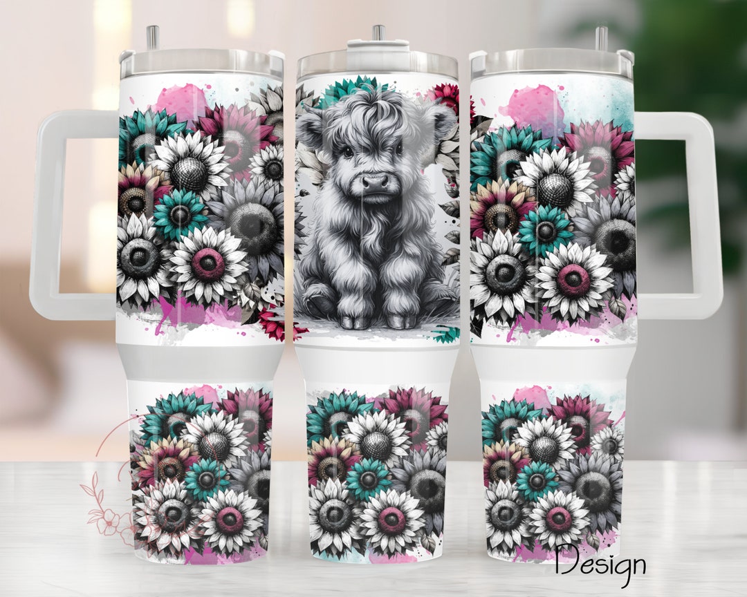 Highland Cow 40 Oz Tumbler Wrap, Baby Highland Cow Sublimation Tumbler ...