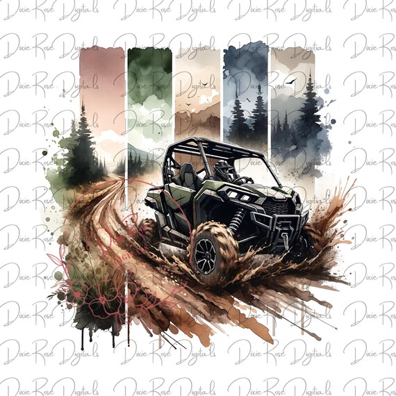 Watercolor UTV Racing PNG: off Road Mudding Sublimation Design