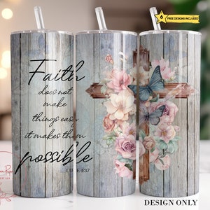 Fede Tumbler Wrap: design PNG con versetto della Bibbia cristiana (file digitale)