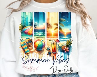 Summer Vibes-strandscène, png-bestand: sublimatieontwerp (digitale download)