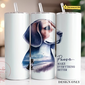Beagle Dog 20 Oz Skinny Tumbler Wrap PNG: Sublimation Design (Digital Download)