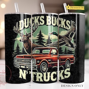 Ducks Bucks Trucks Tumbler Wrap: Hunting Sublimation Design (Digital Download)