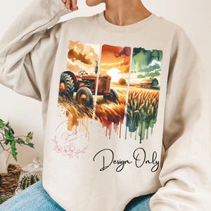 Aquarelle de tracteur de ferme vintage PNG : design country western par sublimation (téléchargement numérique)