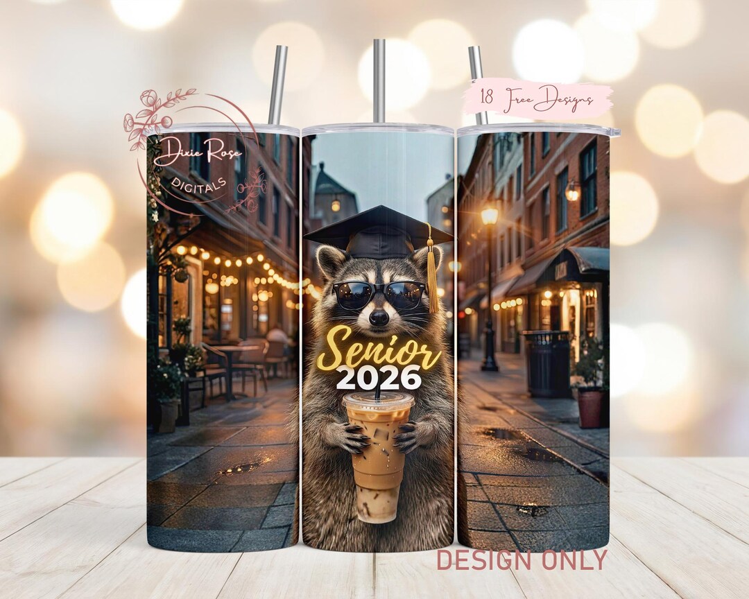 Senior Racoon Meme Raccoon Graduation PNG Tumbler Wrap, Senior Class of 2026 ...