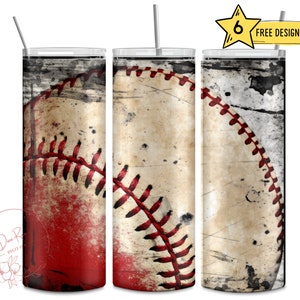 Grunge Baseball Tumbler Wrap: 20 Oz Skinny Sublimation Design (Digital Download)