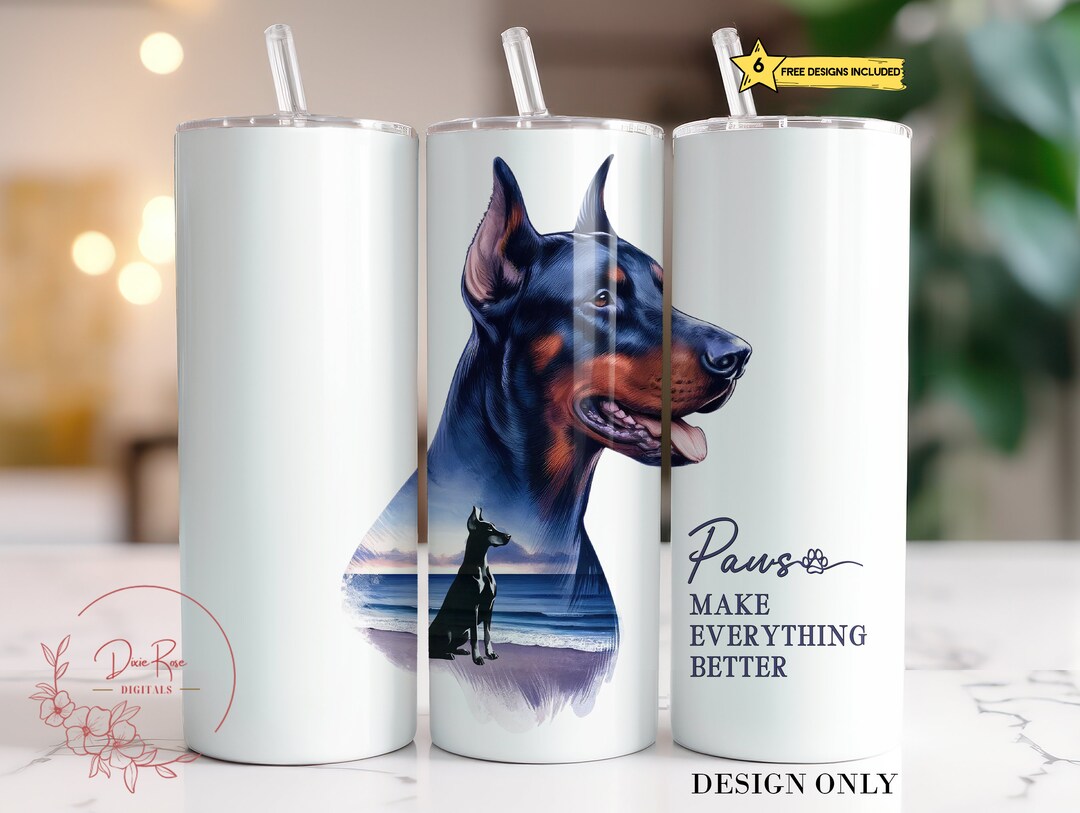 Doberman Tumbler Wrap: Personalized Dog Mom Memorial Sublimation Design ...