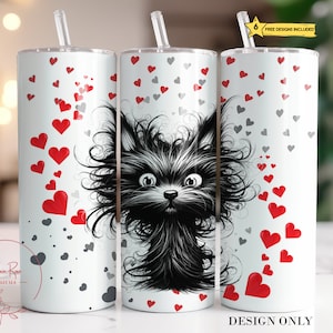 Valentinstag Katzenbecherverpackung, personalisierte Valentinstag Katze 20 Unzen Sublimationsbecher PNG Design, Kätzchen Tumbler Design Digitale Datei