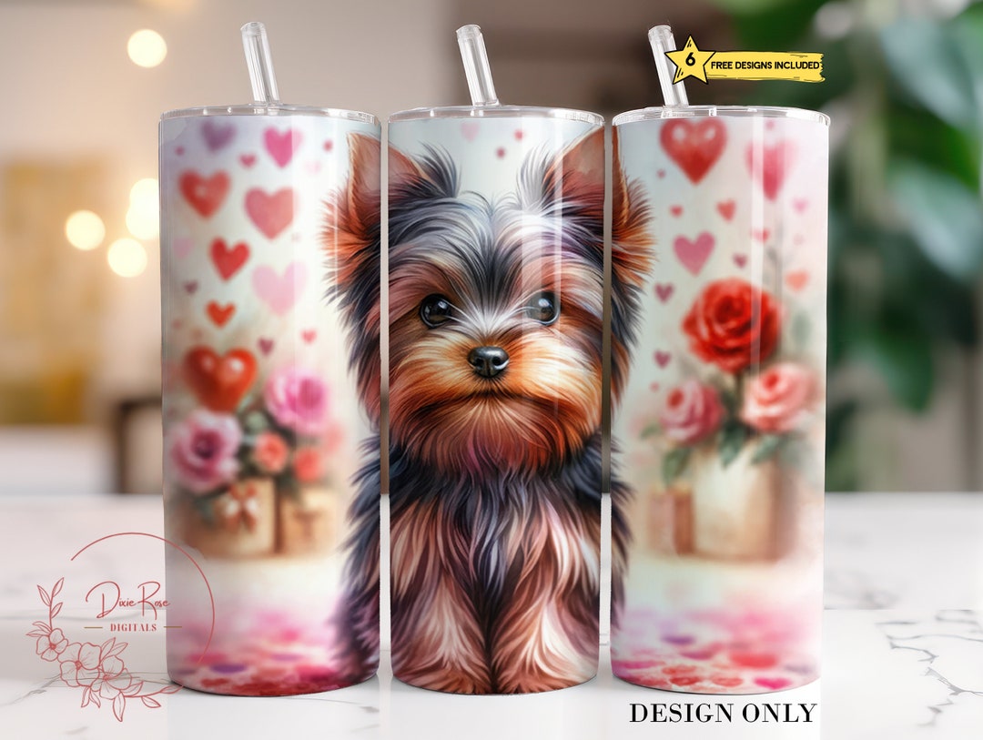Valentine's Day Yorkie Tumbler Wrap, Personalized Yorkie Valentine 20
