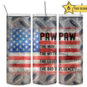Pawpaw American Flag 20 Oz Tumbler Wrap (PNG Digital Download)