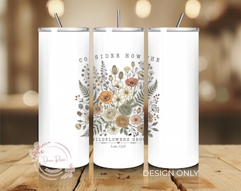 Christian Wildflowers PNG-bekeromslag, bloemen bijbelvers inspirerende PNG-sublimatieontwerp, digitale download