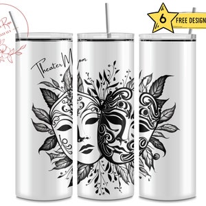 Theater Drama Mom 20 Oz Skinny Sublimation Tumbler Wrap Digital Design PNG File Download