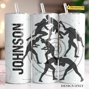 Wrestling 20 Oz Skinny Sublimation Tumbler Wrap, Personalize Personalized Customize Wrestling Digital Design PNG File Download