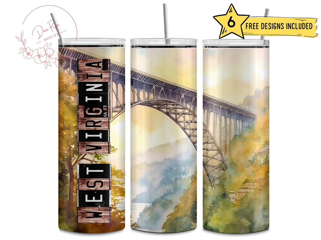 West Virginia, New River Bridge, Nature, Travel, WV, 20 Oz Skinny