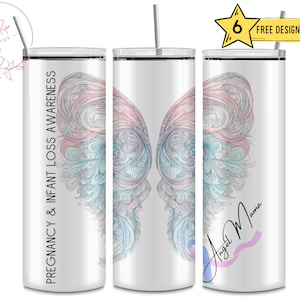 Angel Wings Tumbler Wrap: Pregnancy Loss Awareness Design (PNG File)