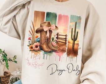 Coquette Cowgirl Boots & Hat PNG: Western Sublimation Design (Digital Download)