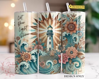 Emballage de gobelet Lighthouse PNG : Christian Sublimation Design (gobelet mince 20 oz)