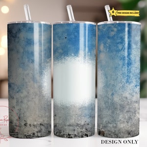 Blue Gray Background Tumbler Wrap, Personalize Sports Colors 20 Oz Skinny Sublimation Tumbler PNG Design Digital File Download