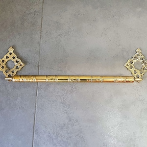 Wall Mounted Towel Holder Bar-Towel Bar-Bathroom Accessories - Brass Towel Bar / Elegant Brass Towel - Hand Etched For Bathroom or kitchen
