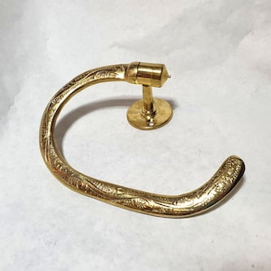 Portasciugamani in ottone non laccato - inciso a mano per il bagno - Appendiabiti da parete in ottone, arredamento per la casa, accessorio per il bagno