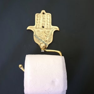 Hamsa fatima Hand Toilet Paper Holder, TP Holder, Brass Toilet Tissue Holder, Toilet Roll - Fatima Hand Paper Holder-Bathroom Accessories